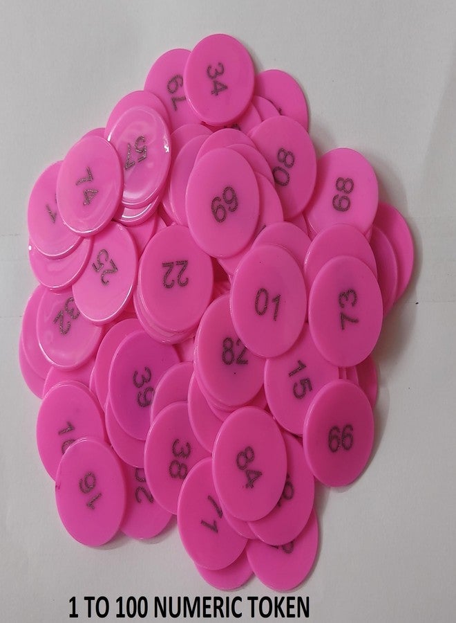 موريل عملة معدنية دائرية الشكل من البلاستيك، منقوشة بأرقام من 1 إلى 100 (31 مم)، من إنتاج شركة موريل. مناسبة للاستخدام في المتاجر، وألعاب الطاولة، والمنازل، والمدارس، وغيرها. (لون وردي). ضمان طباعة مدى الحياة. - Image 2